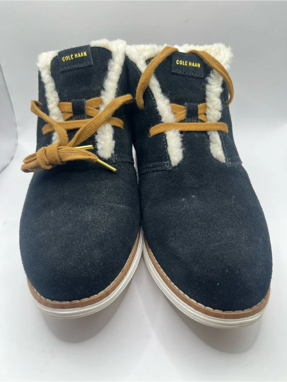 Cole Haan Original Grand Women's 9.5 Shearling Lined Suede Ankle Boots-Black